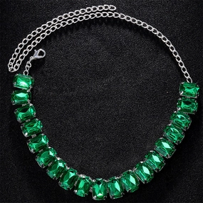 Wholesale Green Diamond Luxury Exaggerated Full Diamond Clavicle Necklaces