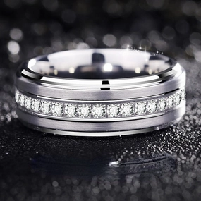 Wholesale Gypsophila Rotatable Tungsten Gold Rings