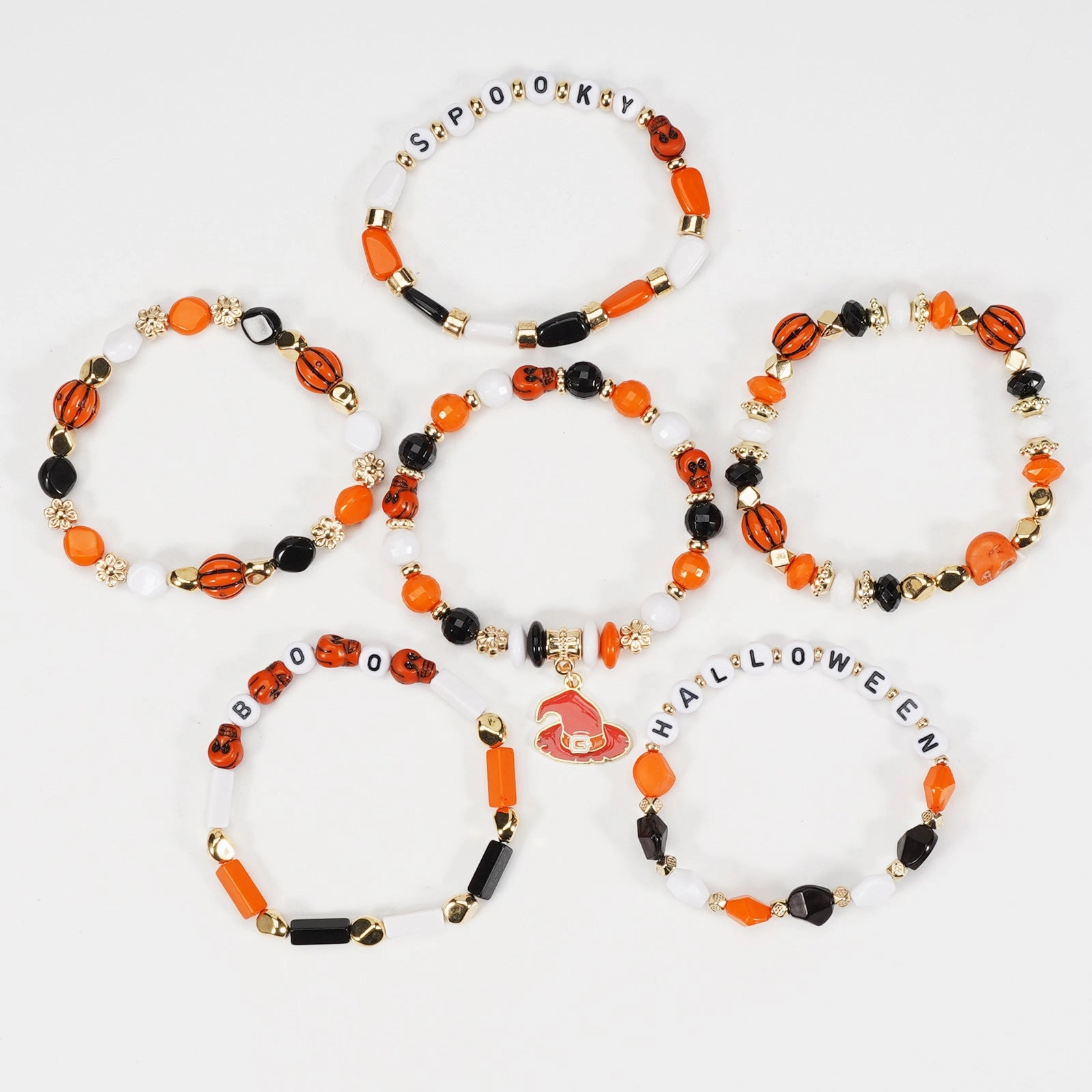 Wholesale Halloween Artificial Crystal Polymer Clay Beads Pumpkin Ghost Bat Hat Pendant Bracelet