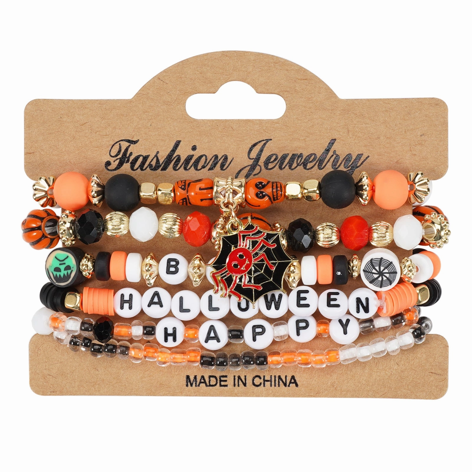 Wholesale Halloween Artificial Crystal Polymer Clay Beads Pumpkin Ghost Bat Hat Pendant Bracelet