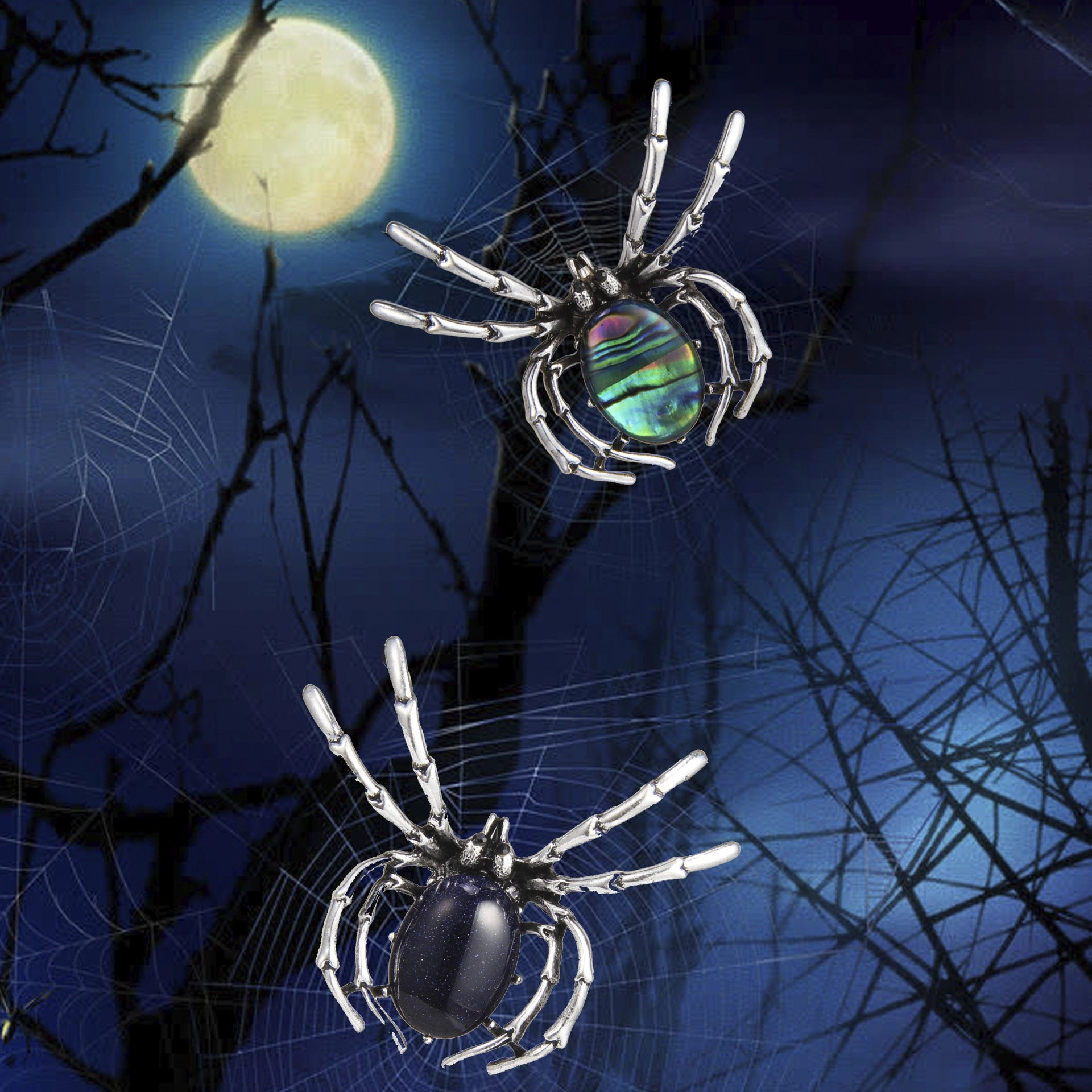 Wholesale Halloween Gothic Dark Bat Spider Shell Necklace