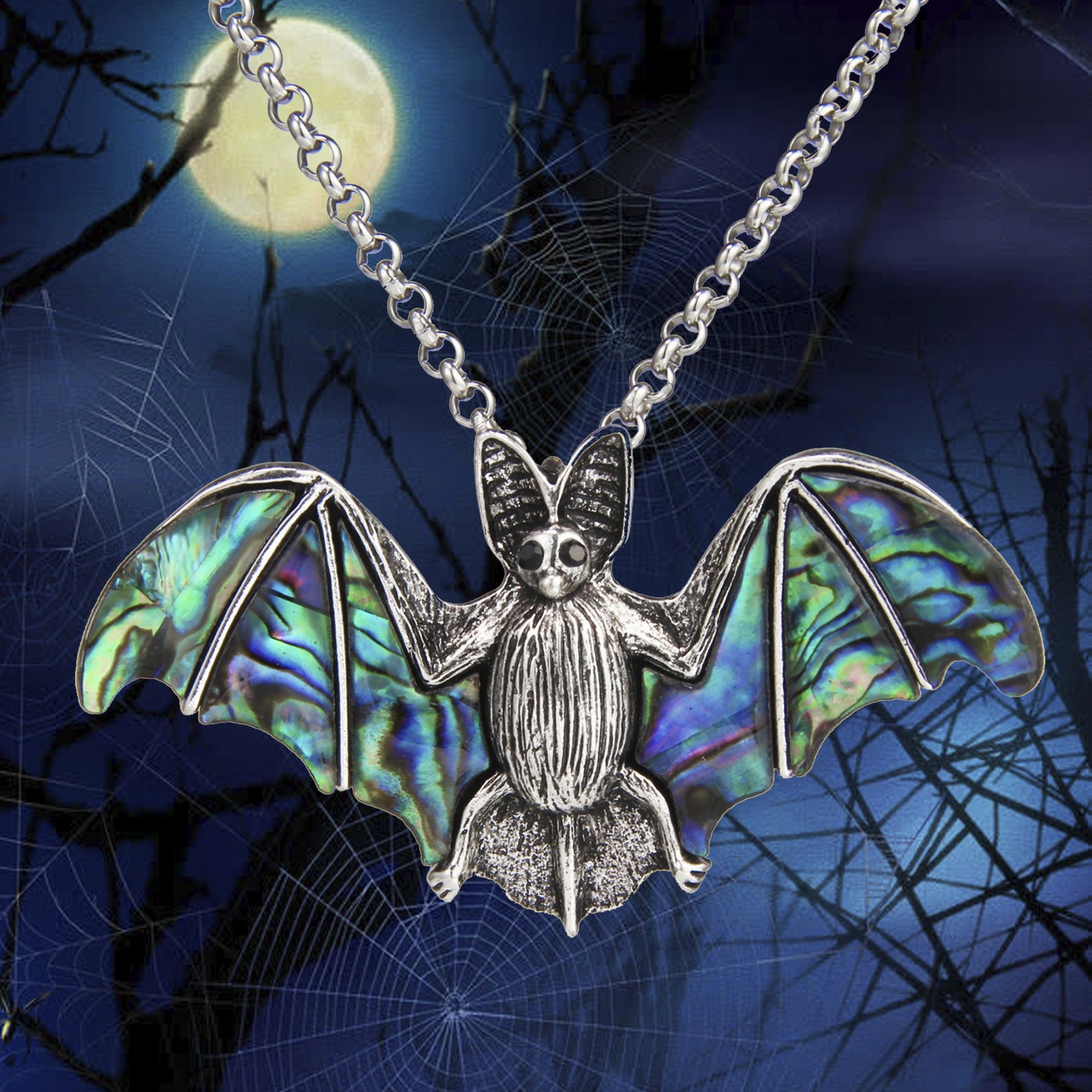 Wholesale Halloween Gothic Dark Bat Spider Shell Necklace