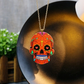 Wholesale Halloween Resin Personalized Skull Pendant Necklace