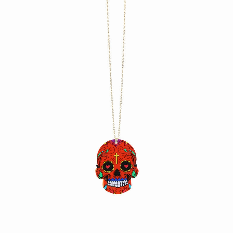 Wholesale Halloween Resin Personalized Skull Pendant Necklace