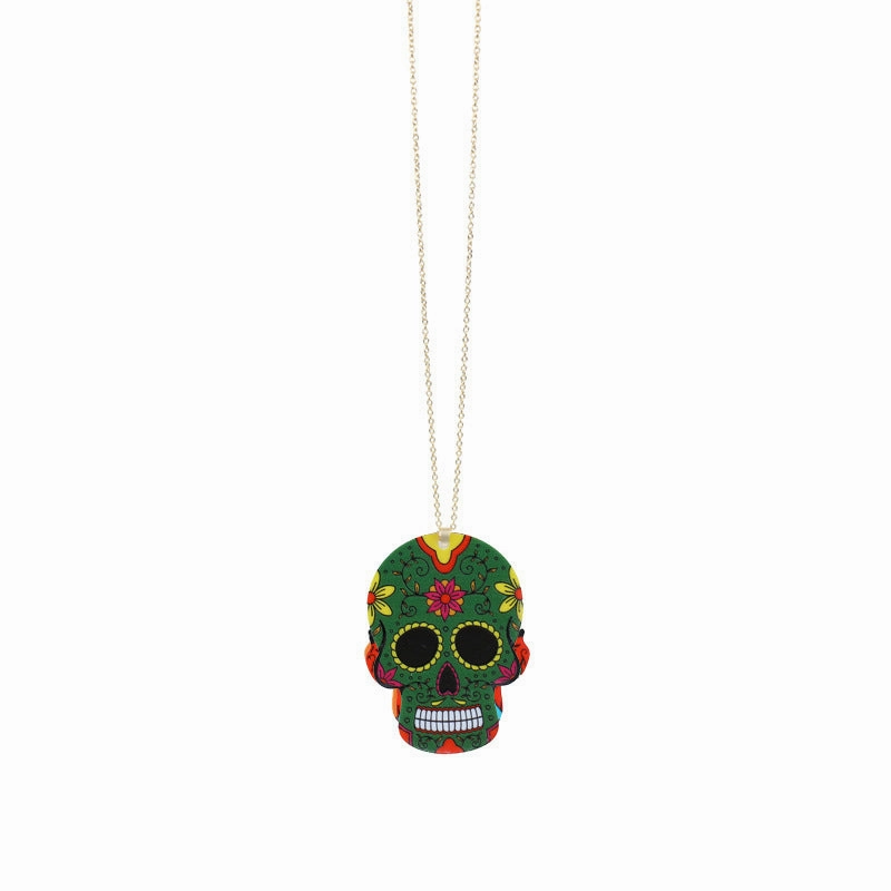 Wholesale Halloween Resin Personalized Skull Pendant Necklace