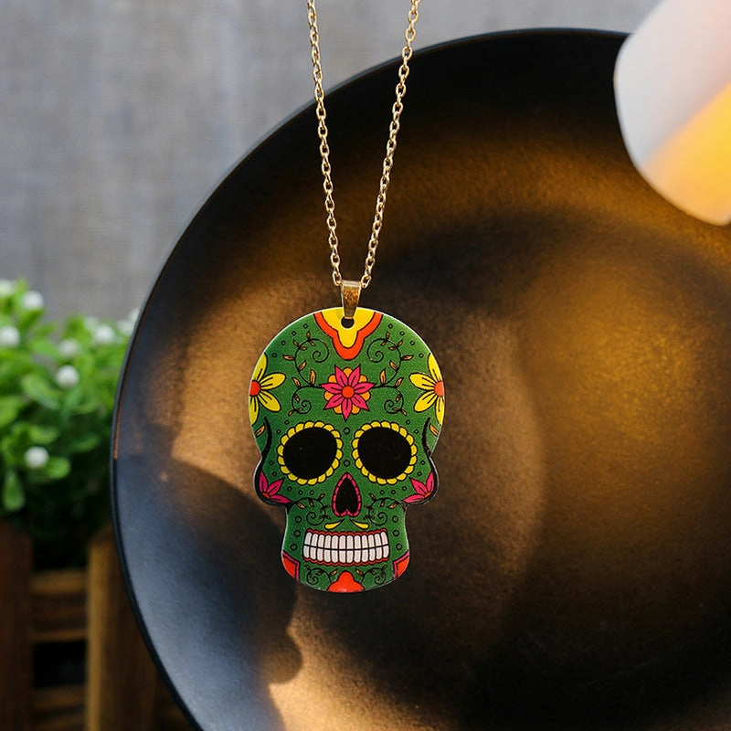 Wholesale Halloween Resin Personalized Skull Pendant Necklace