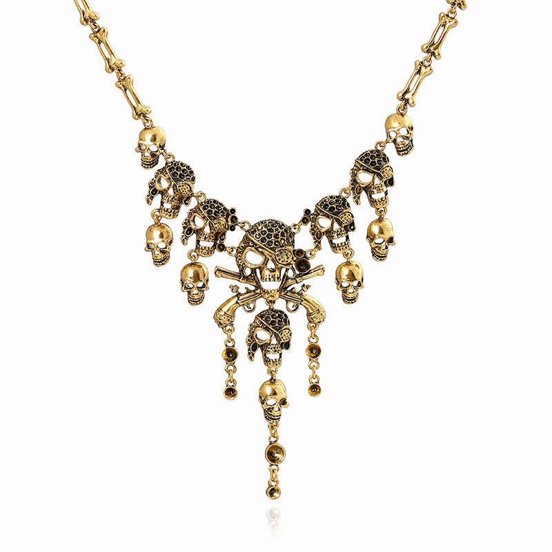 Wholesale Halloween Retro Skull Alloy Necklace