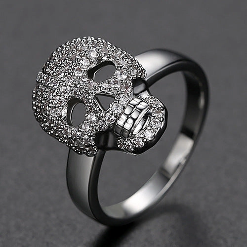 Wholesale Halloween Skeleton Copper Zircon Ring