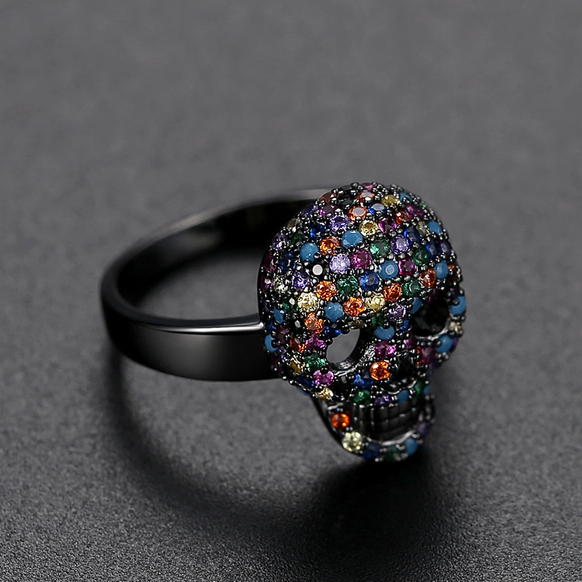 Wholesale Halloween Skeleton Copper Zircon Ring
