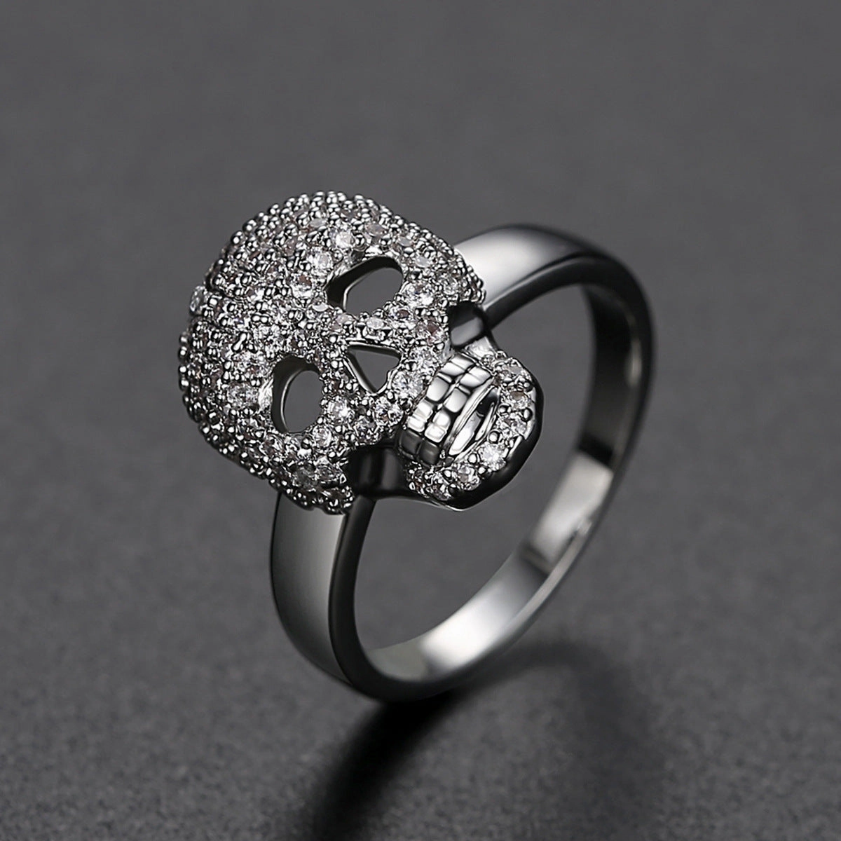 Wholesale Halloween Skeleton Copper Zircon Ring