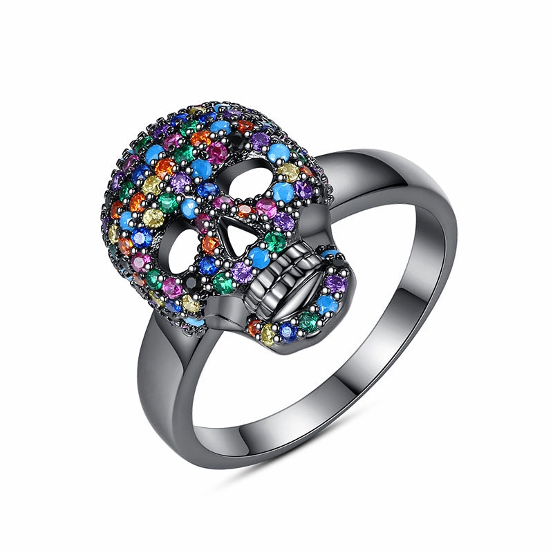 Wholesale Halloween Skeleton Copper Zircon Ring