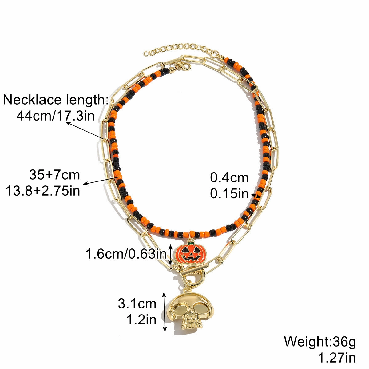 Wholesale Halloween Skull Pumpkin Zinc Alloy Necklace