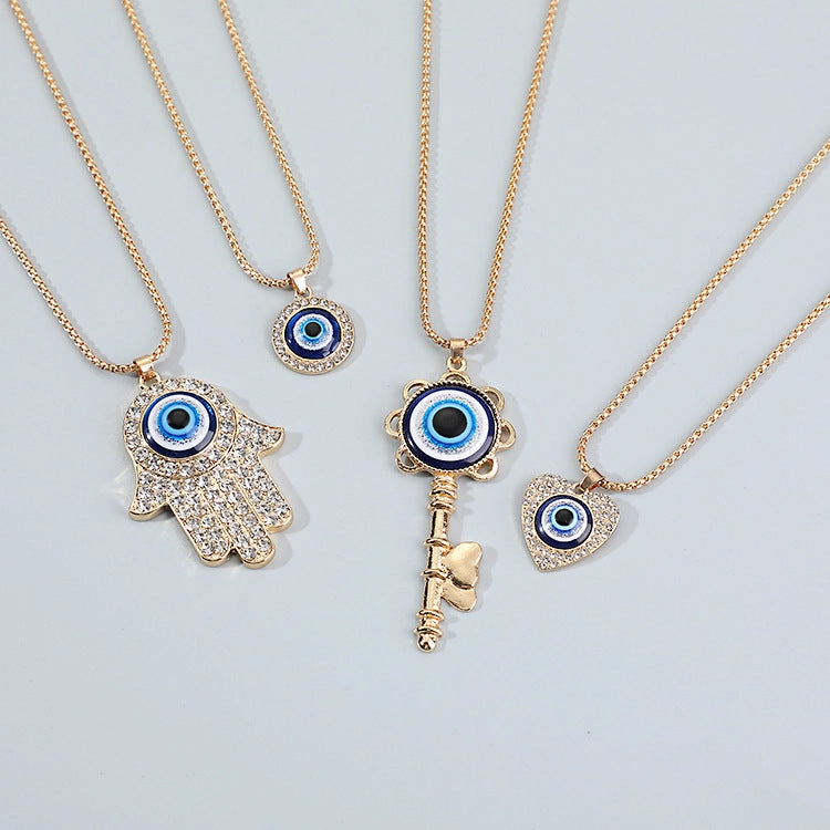 Wholesale Hand of Fatima Heart Devil Eye Alloy Necklaces