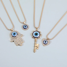 Wholesale Hand of Fatima Heart Devil Eye Alloy Necklaces