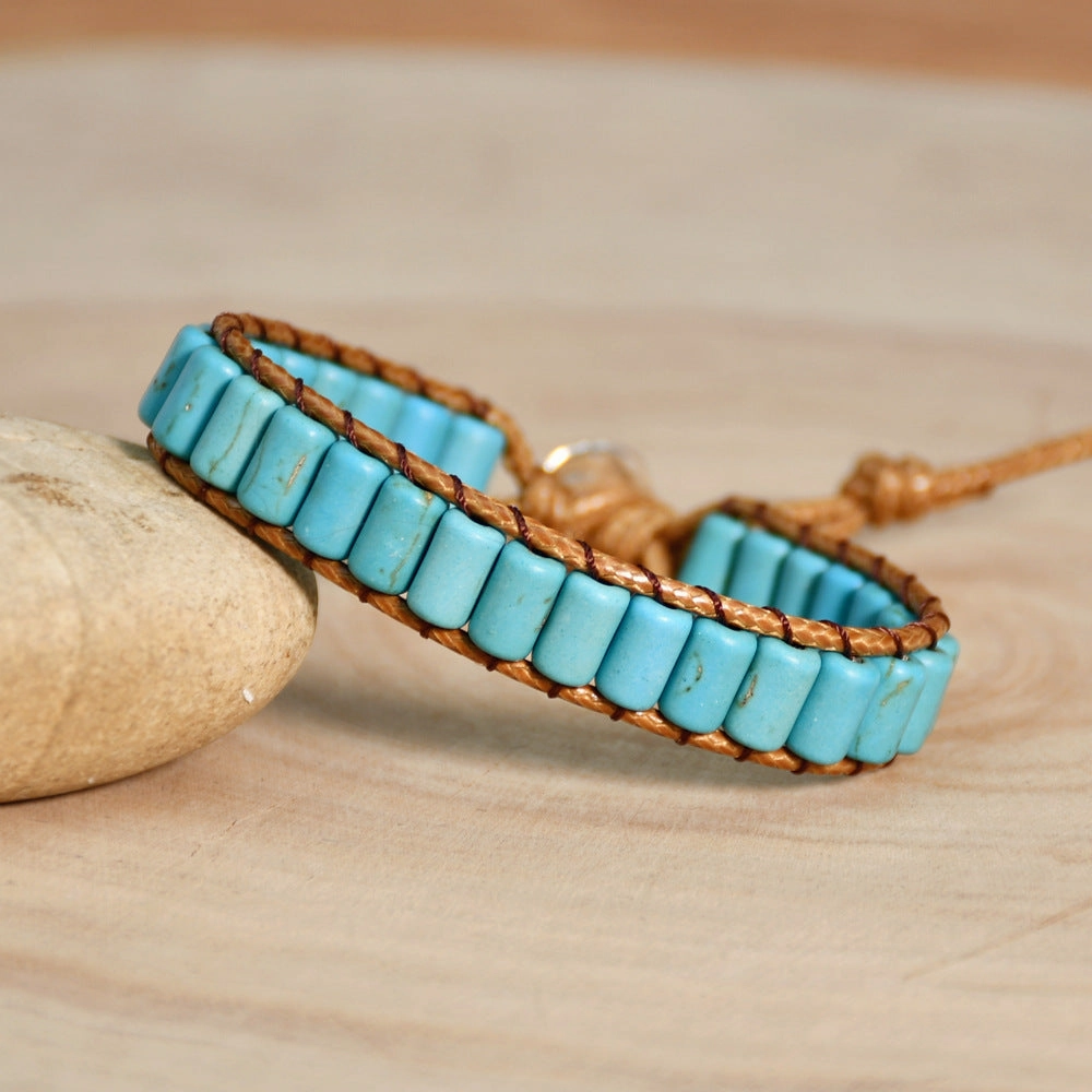 Wholesale Hand Woven Turquoise Beaded Multi Layer Wrap Bracelet