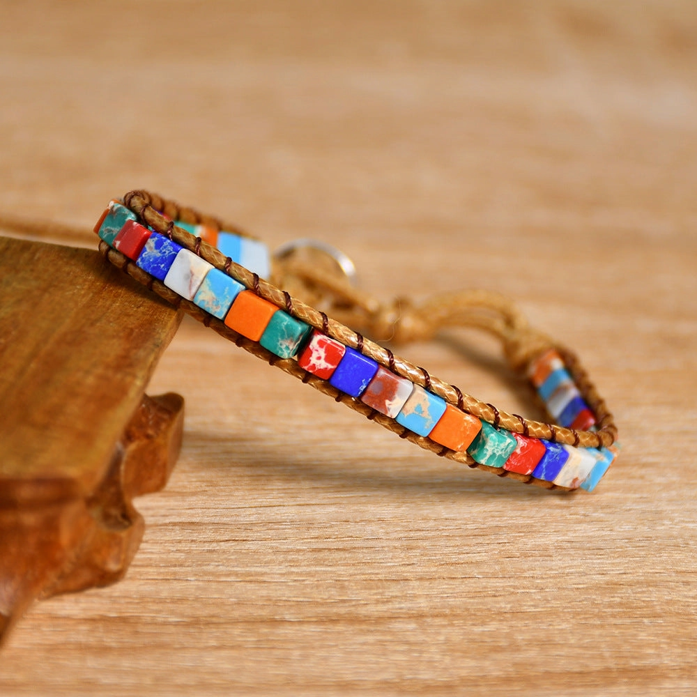 Wholesale Hand Woven Turquoise Beaded Multi Layer Wrap Bracelet