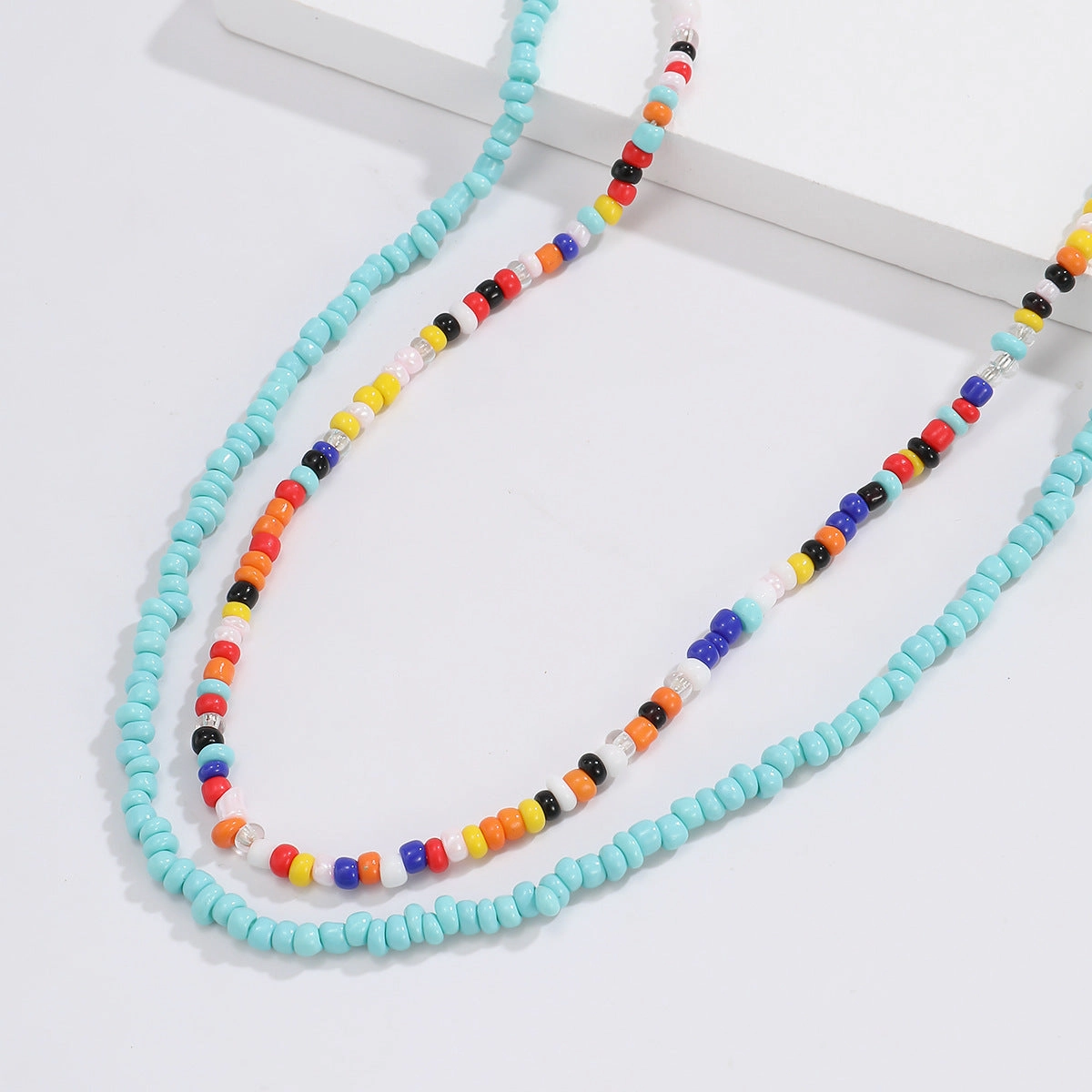 Wholesale Handmade Beaded Mixed Color Rice Bead Necklace