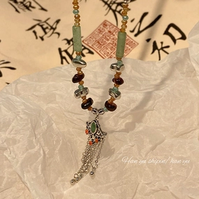 Wholesale Handmade Beaded Tibetan Style Vintage Tassels Necklaces