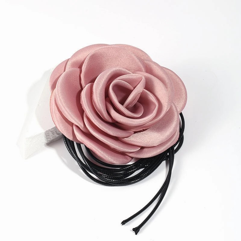 Wholesale Handmade Fabric Flower Bandage Wax Rope Necklaces