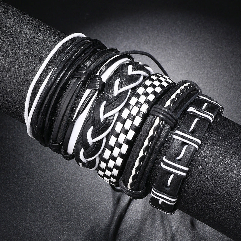Wholesale Handwoven Multi-layer Leather DIY 6 Piece Set Bracelet