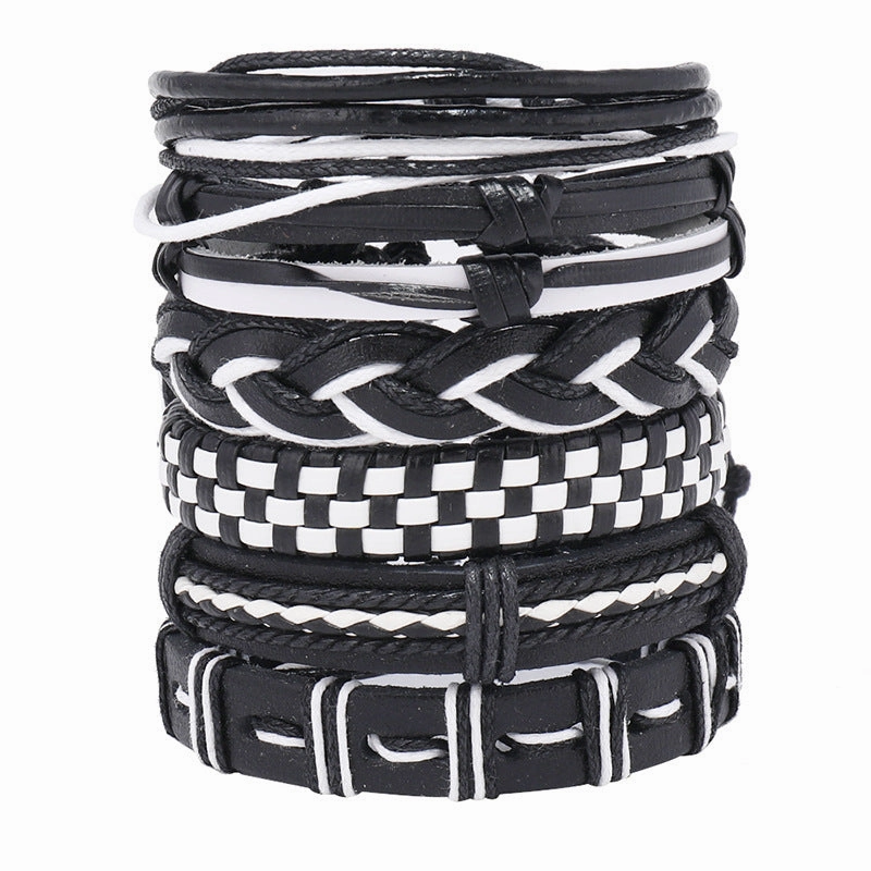 Wholesale Handwoven Multi-layer Leather DIY 6 Piece Set Bracelet
