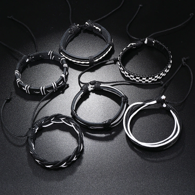 Wholesale Handwoven Multi-layer Leather DIY 6 Piece Set Bracelet