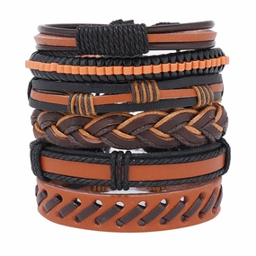 Wholesale Handwoven Multi-layered Vintage Men's Leather Bracelet