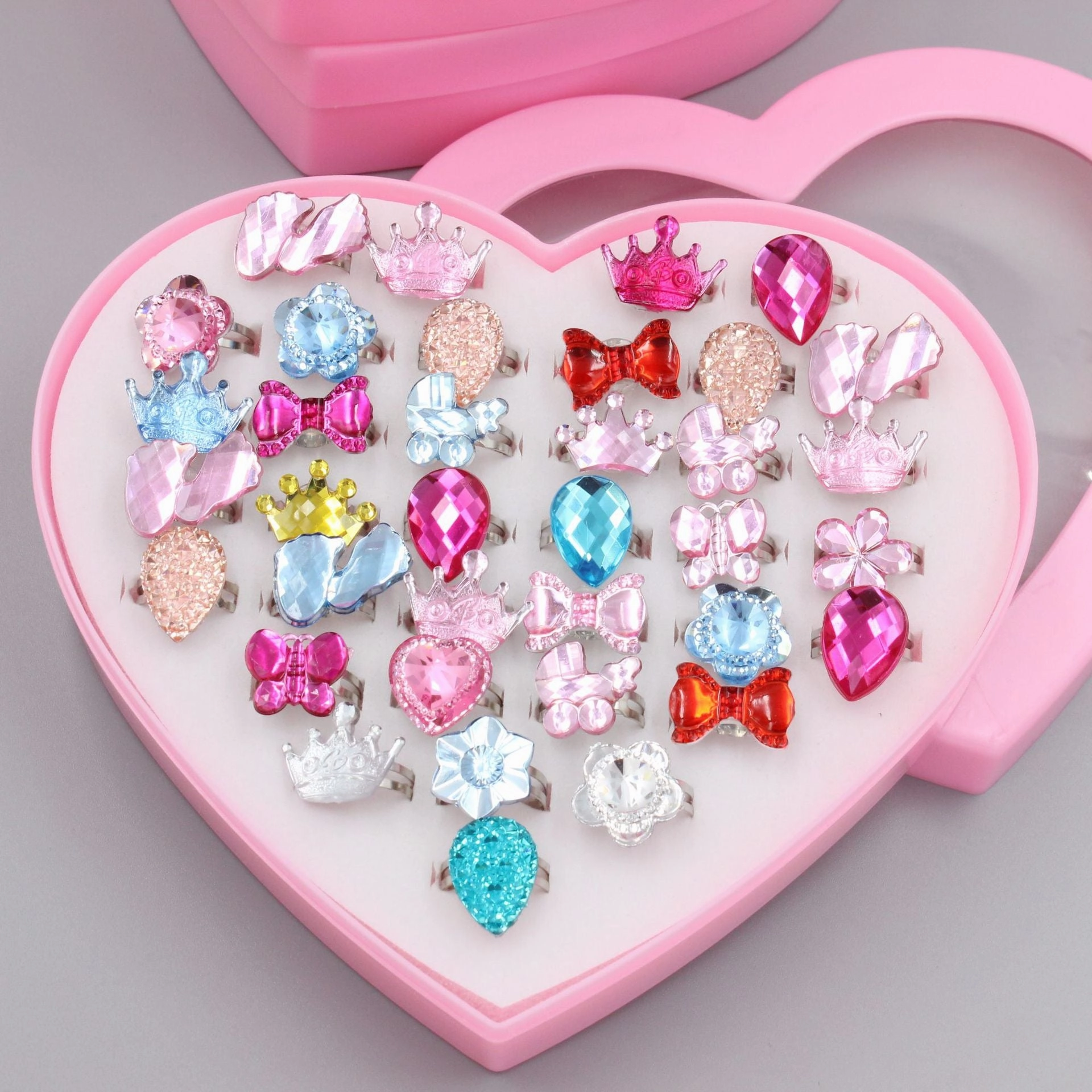 Wholesale Heart Alloy Kids Rings Set