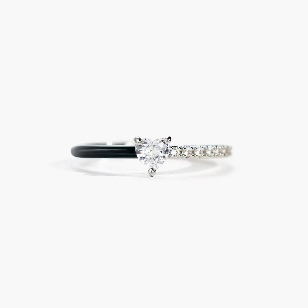 Wholesale Heart Baguette Zirconia Sterling Silver Rings