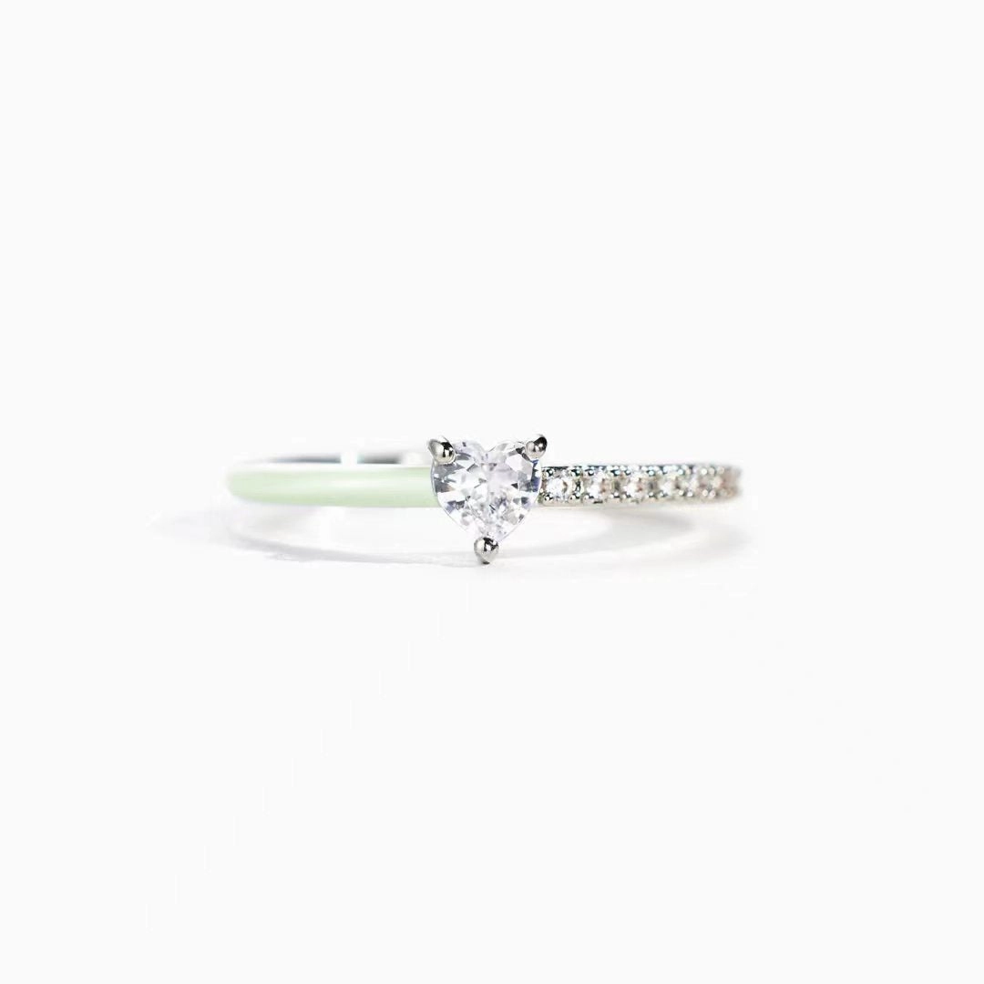 Wholesale Heart Baguette Zirconia Sterling Silver Rings