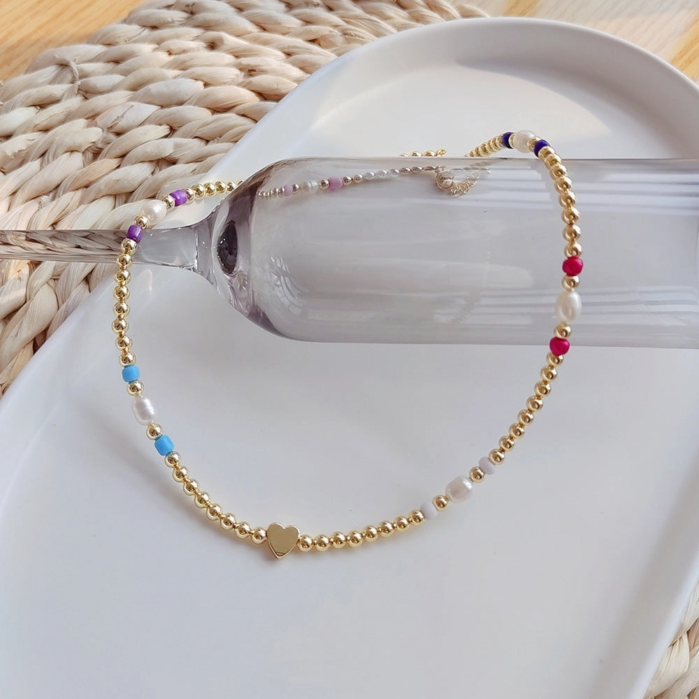 Wholesale Heart Beaded Natural Freshwater Pearl Necklaces