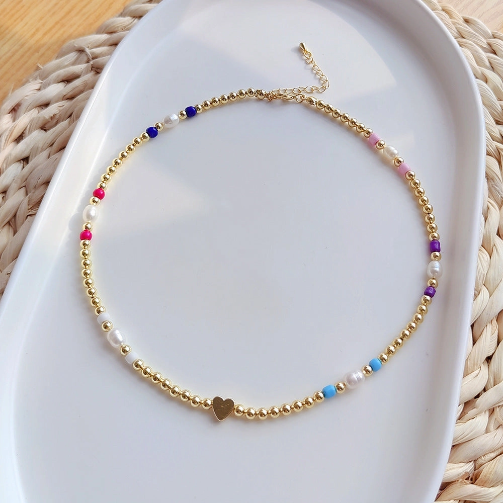 Wholesale Heart Beaded Natural Freshwater Pearl Necklaces