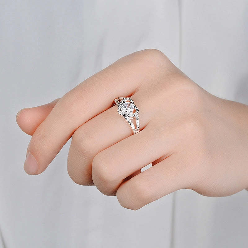 Wholesale Heart Diamond Silver Plated Rings Copper