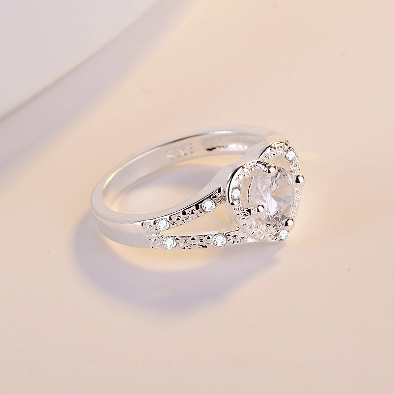 Wholesale Heart Diamond Silver Plated Rings Copper