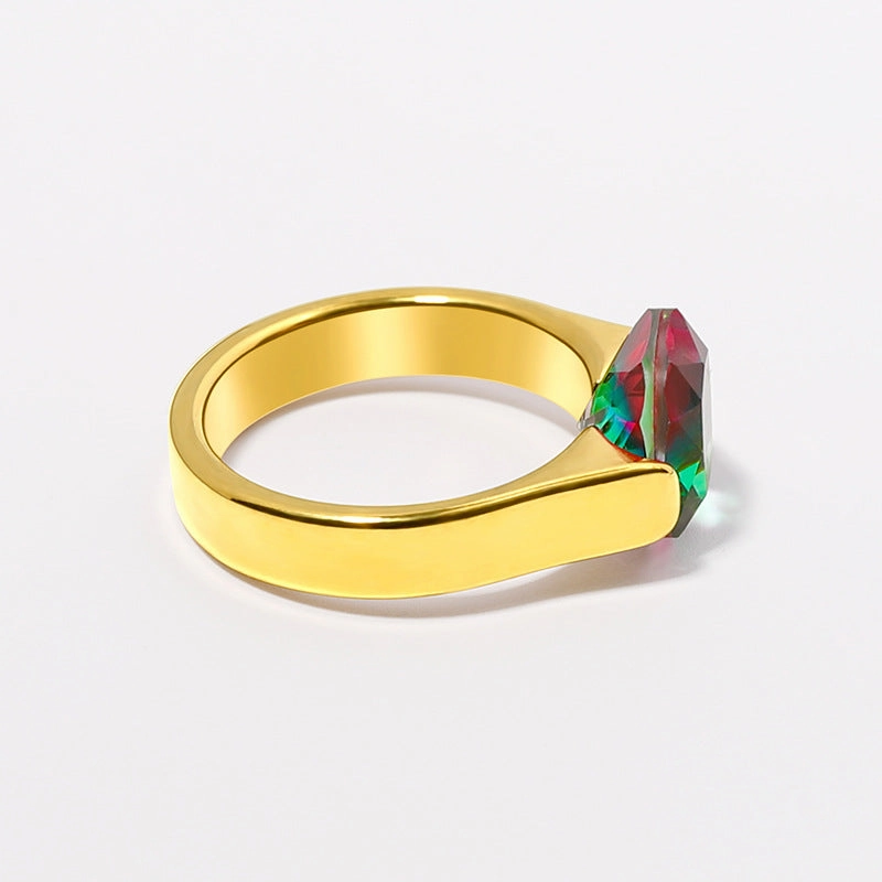 Wholesale Heart Gemstone Stainless Steel Rings