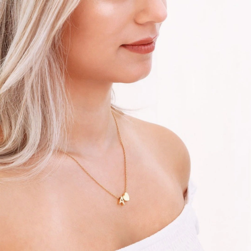 Wholesale Heart Letter Pendant Gold Plated Necklaces