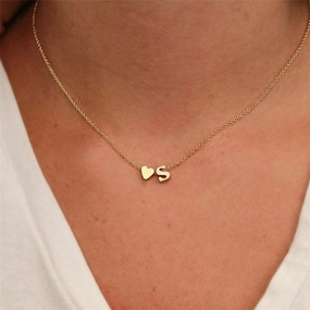 Wholesale Heart Letter Pendant Gold Plated Necklaces