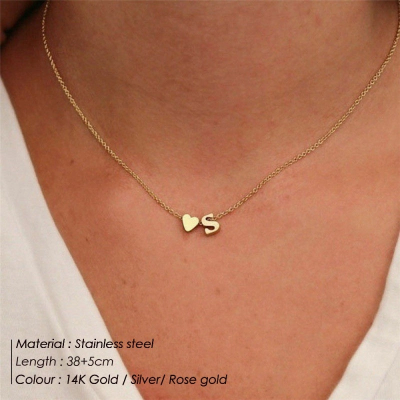 Wholesale Heart Letter Pendant Gold Plated Necklaces