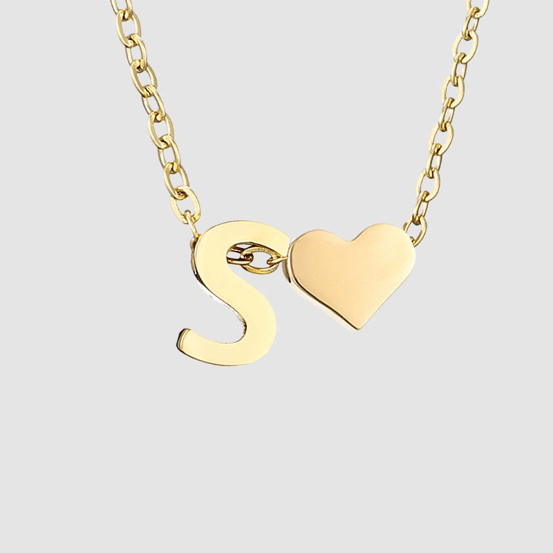 Wholesale Heart Letter Pendant Gold Plated Necklaces