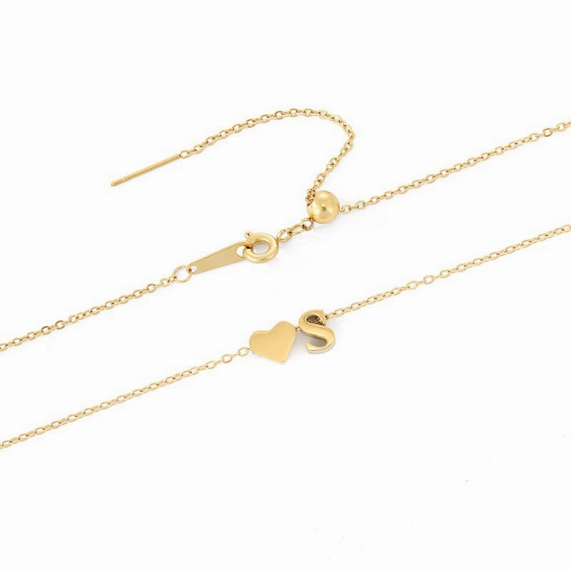 Wholesale Heart Letter Pendant Gold Plated Necklaces