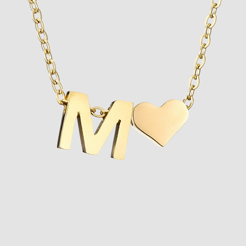Wholesale Heart Letter Pendant Gold Plated Necklaces