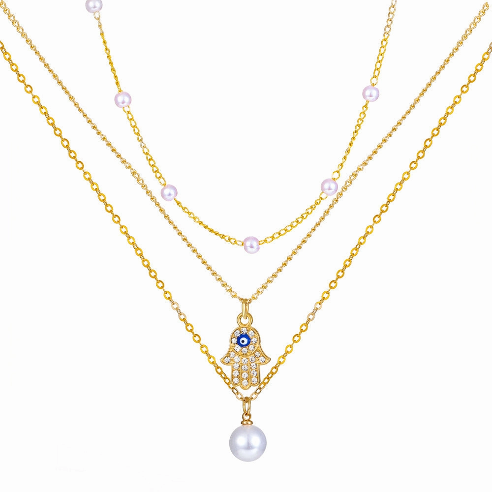 Wholesale Heart Multilayer Pearl Necklaces