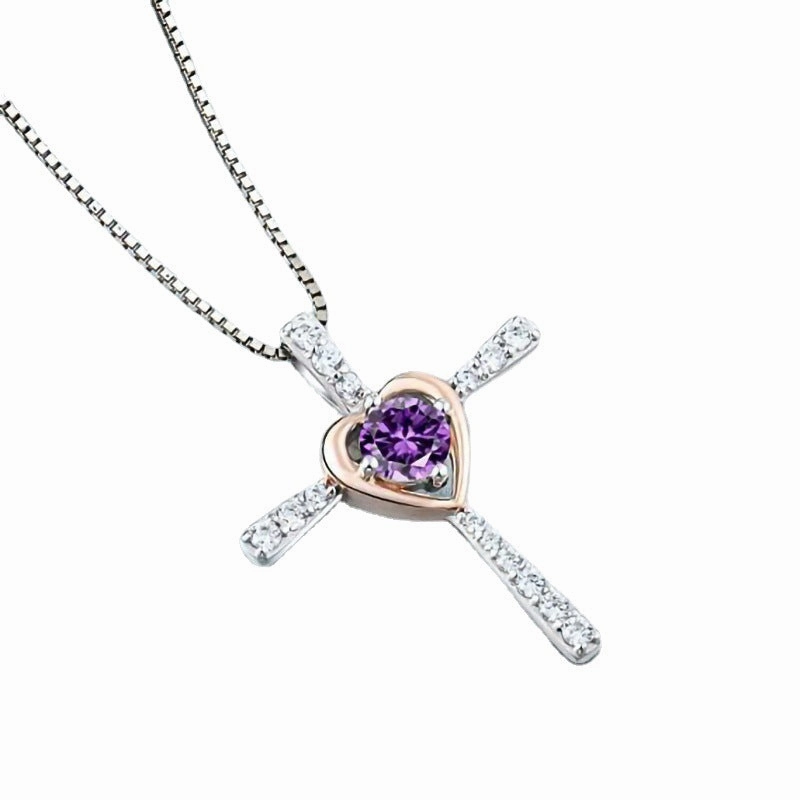 Wholesale Heart Shaped Hao Stone Cross Ladies Necklaces