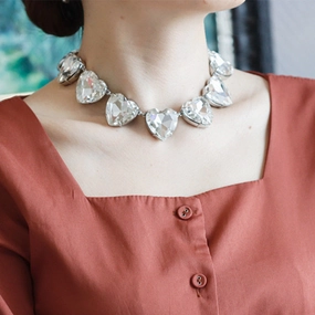 Wholesale Heart Shine Rhinestone Necklaces