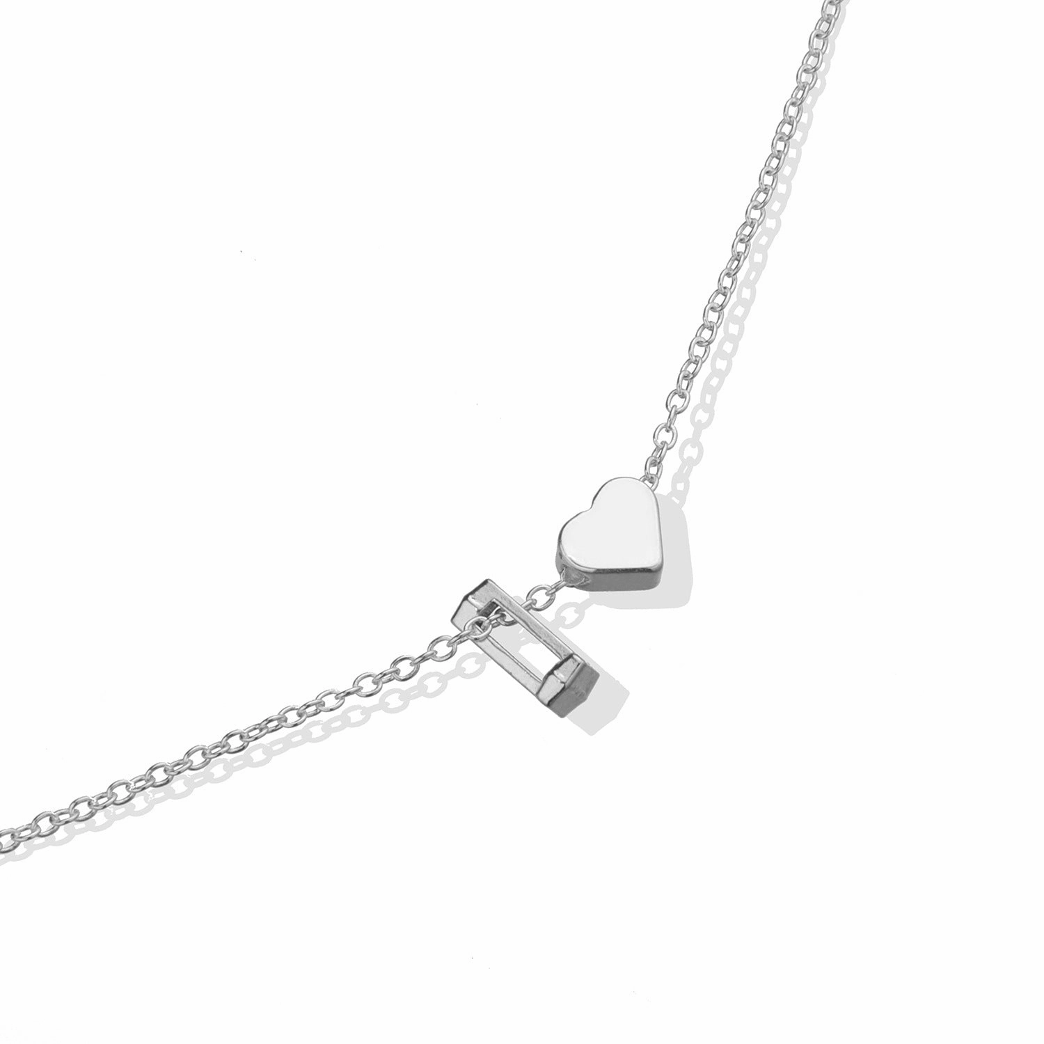 Wholesale Heart Single Layer Alphabet Pendant Alloy Necklaces