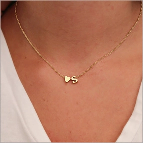 Wholesale Heart Single Layer Alphabet Pendant Alloy Necklaces