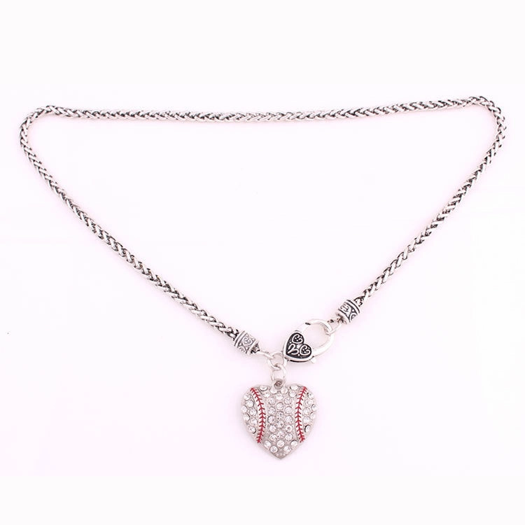 Wholesale Heart Softball Baseball Pendant Alloy Necklaces