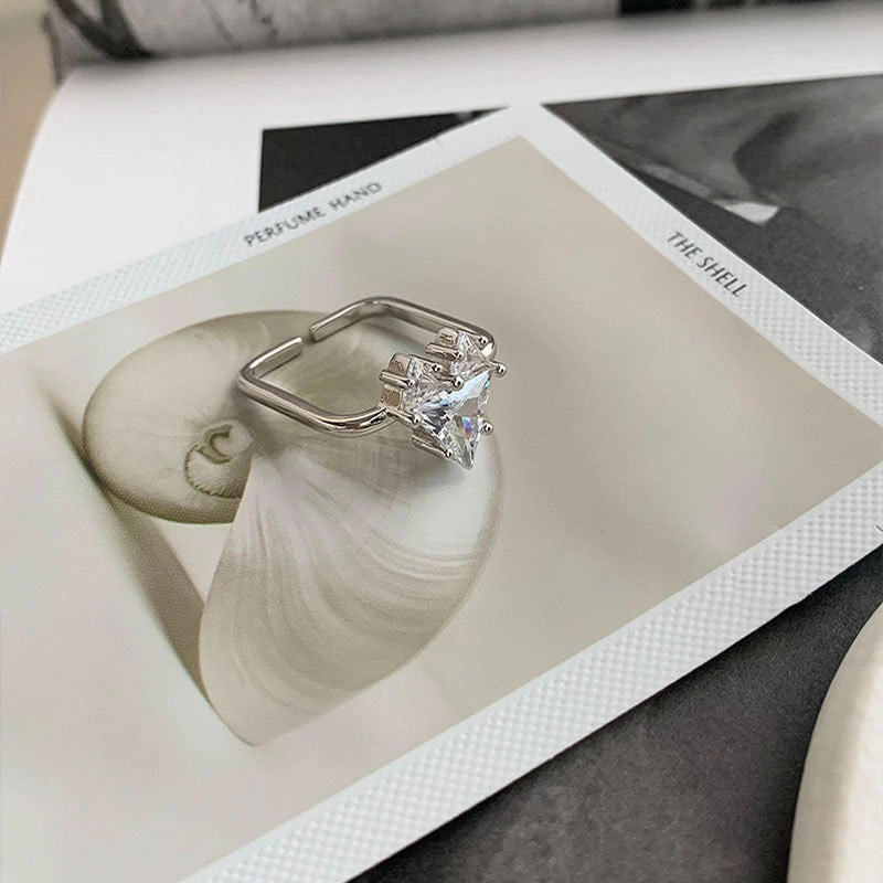 Wholesale Heart Square Silver Ring