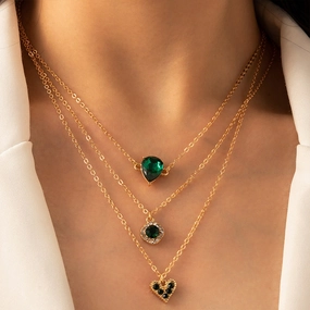 Wholesale Heart Zircon Alloy Necklaces Three-Piece Set