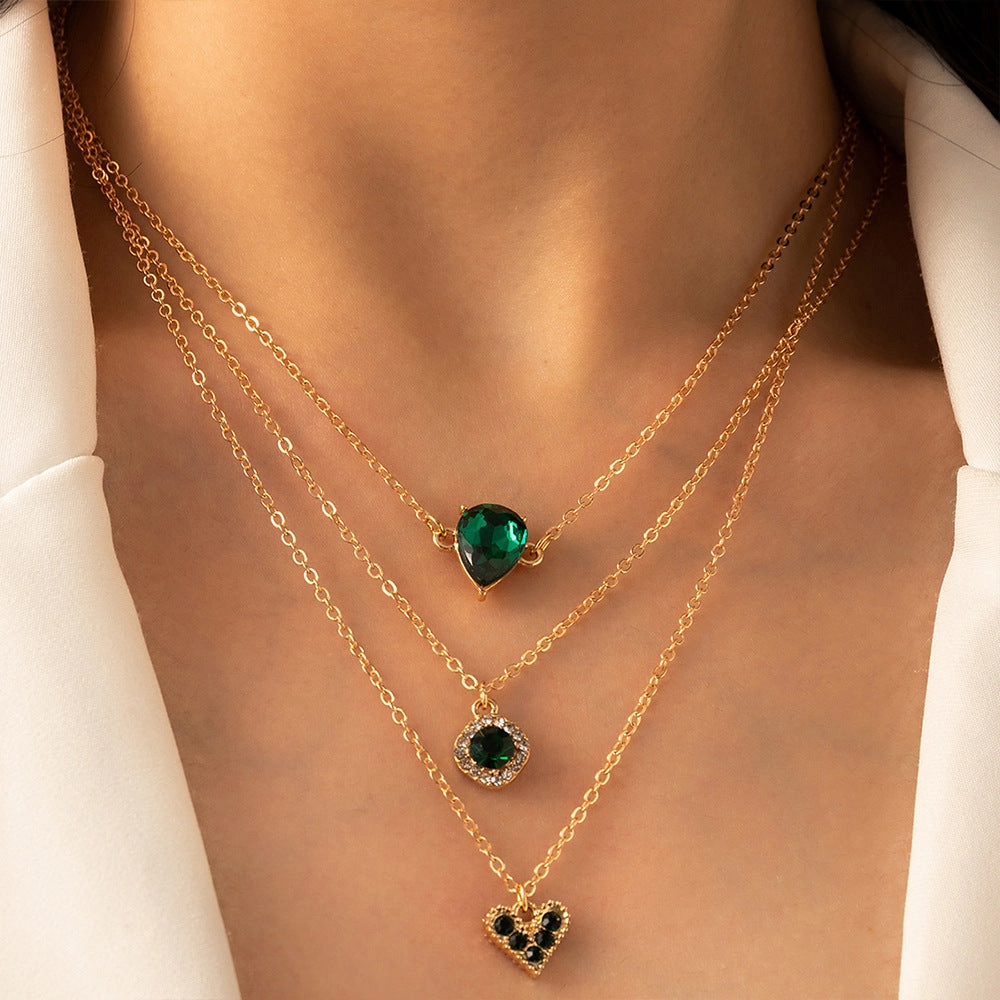 Wholesale Heart Zircon Alloy Necklaces Three-Piece Set